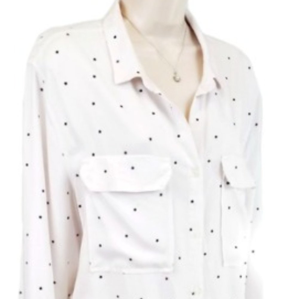 White Button-Up Dress Star Print GAP Shirt